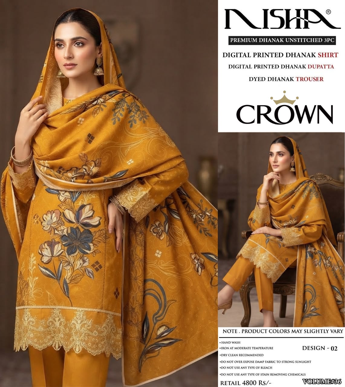 Fancy Printed  Premium Dhanak 3 Piece Unstitched Suit |  🌸