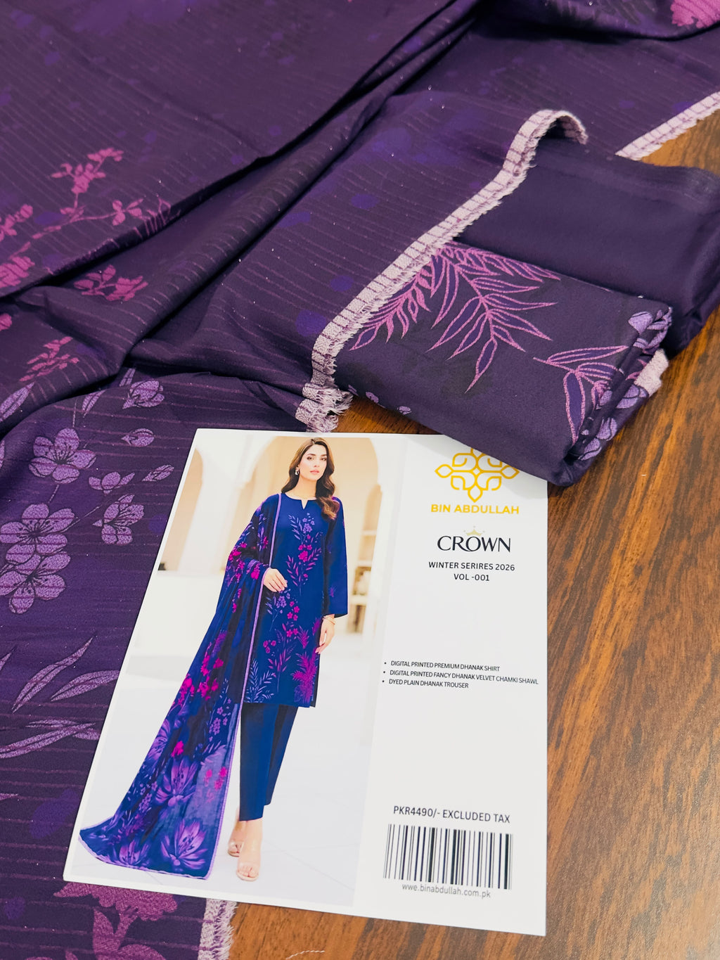 Fancy Printed  Premium Dhanak 3 Piece Unstitched Suit |  🌸