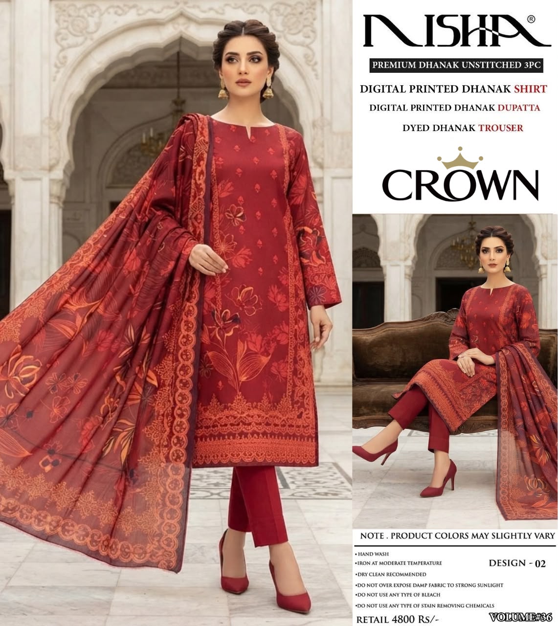 Fancy Printed  Premium Dhanak 3 Piece Unstitched Suit |  🌸