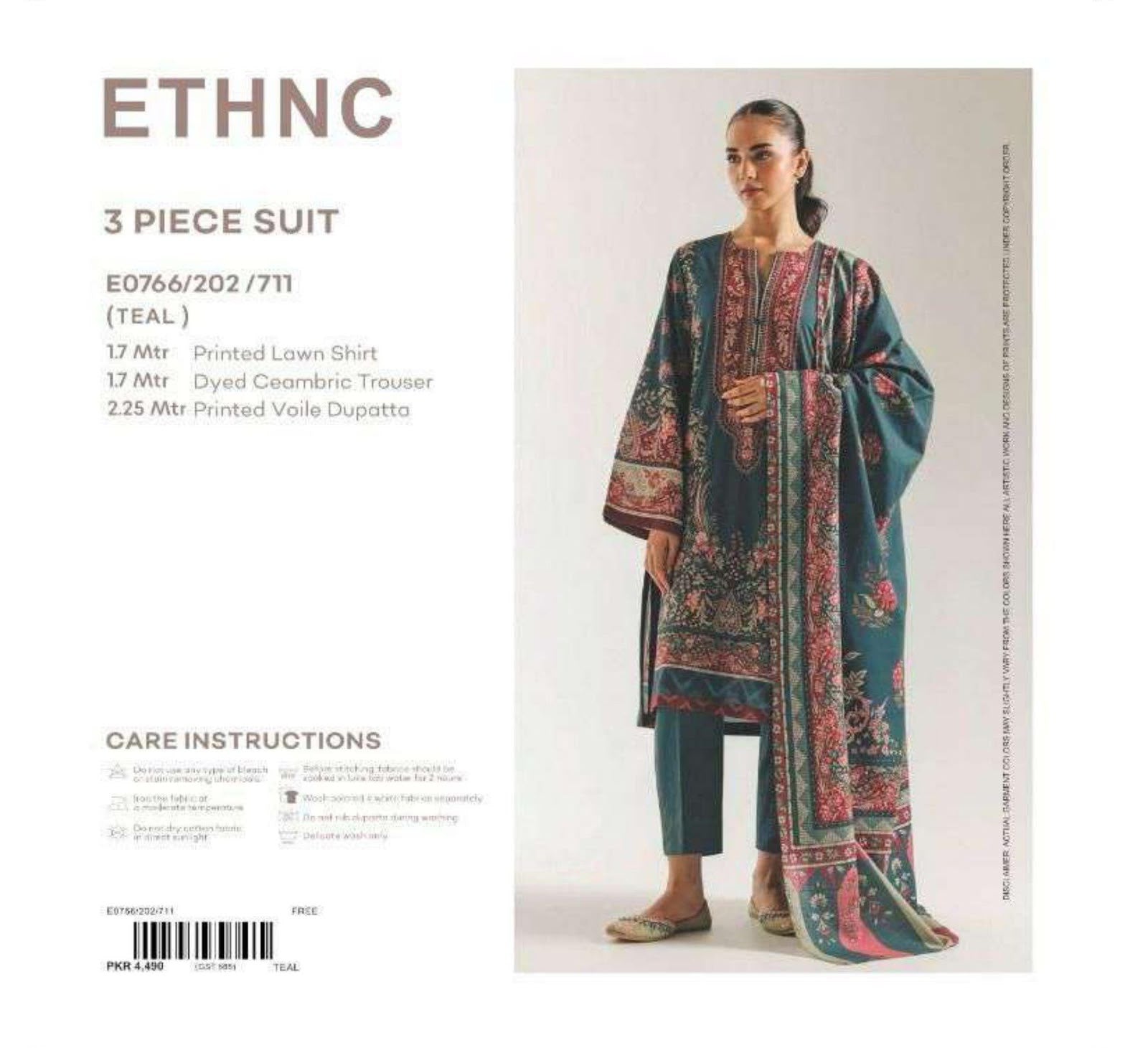 🌿 ETHNC Premium Printed Lawn 3 Piece Suit