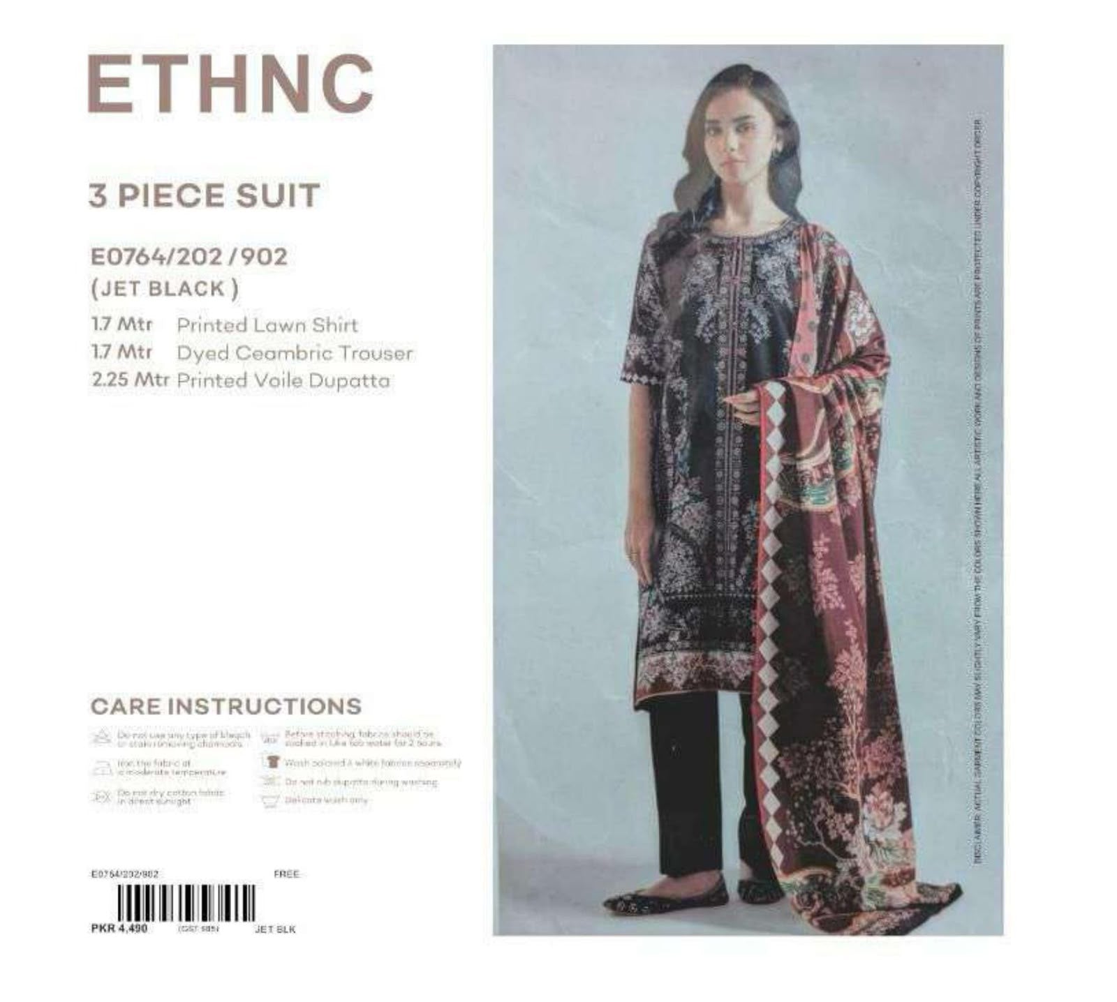🌿 ETHNC Premium Printed Lawn 3 Piece Suit