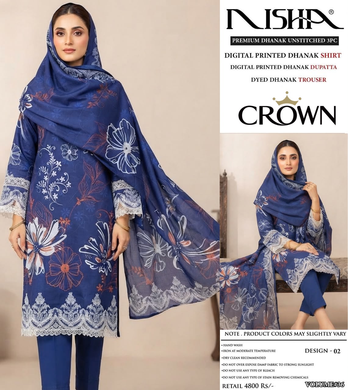Fancy Printed  Premium Dhanak 3 Piece Unstitched Suit |  🌸