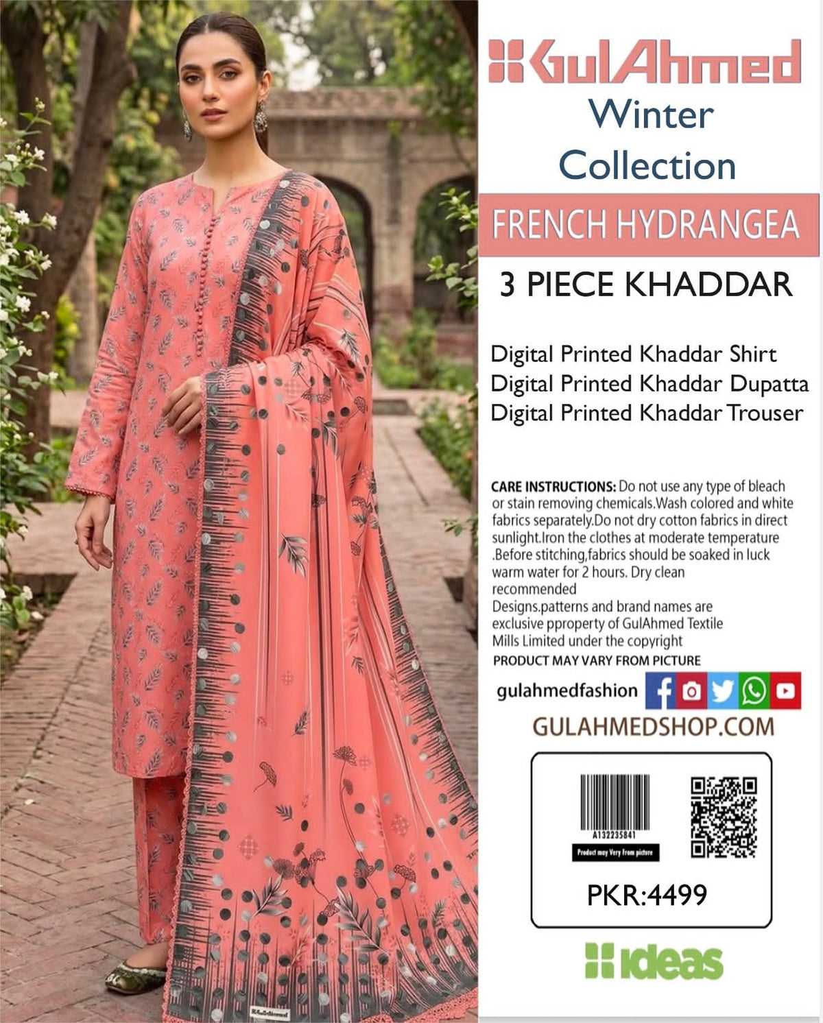 Stylish 3 Piece Khaddar Suit | Printed Shirt, Trouser & Khaddar Dupatta 🌸