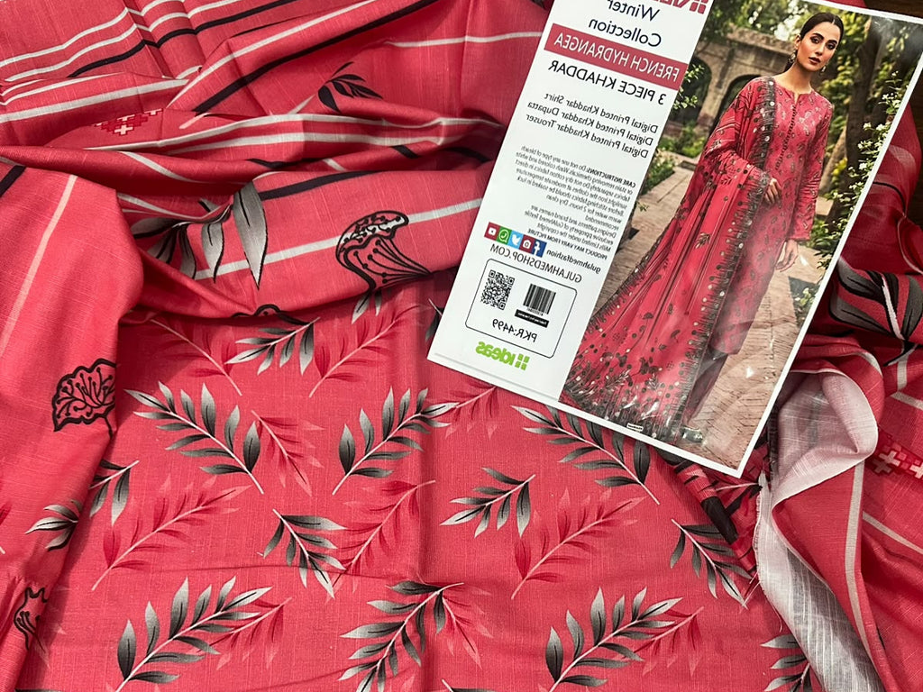 Stylish 3 Piece Khaddar Suit | Printed Shirt, Trouser & Khaddar Dupatta 🌸