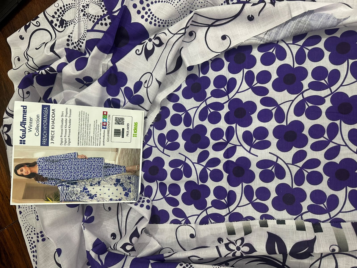 Stylish 3 Piece Khaddar Suit | Printed Shirt, Trouser & Khaddar Dupatta 🌸