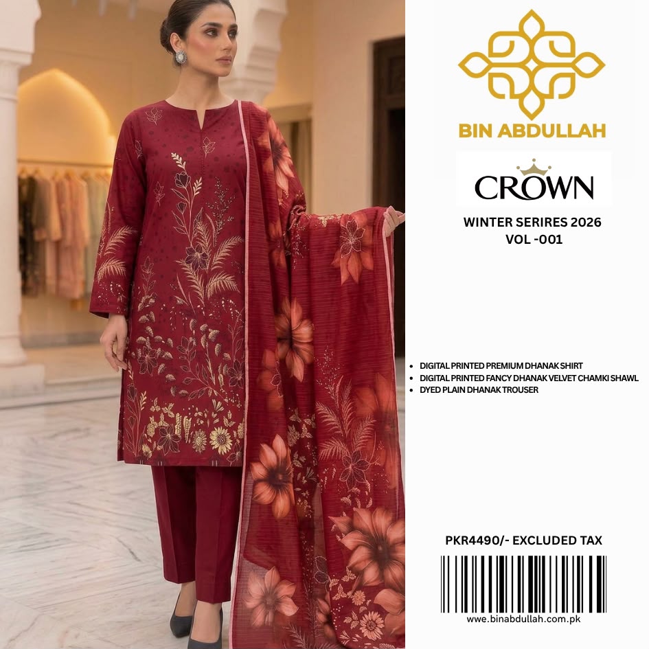Fancy Printed  Premium Dhanak 3 Piece Unstitched Suit |  🌸