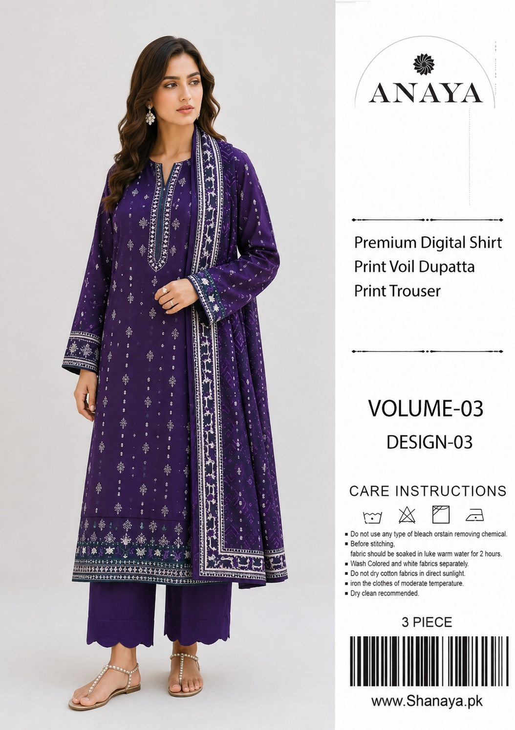 3-pc Originall Lawn Suit by Anaya
