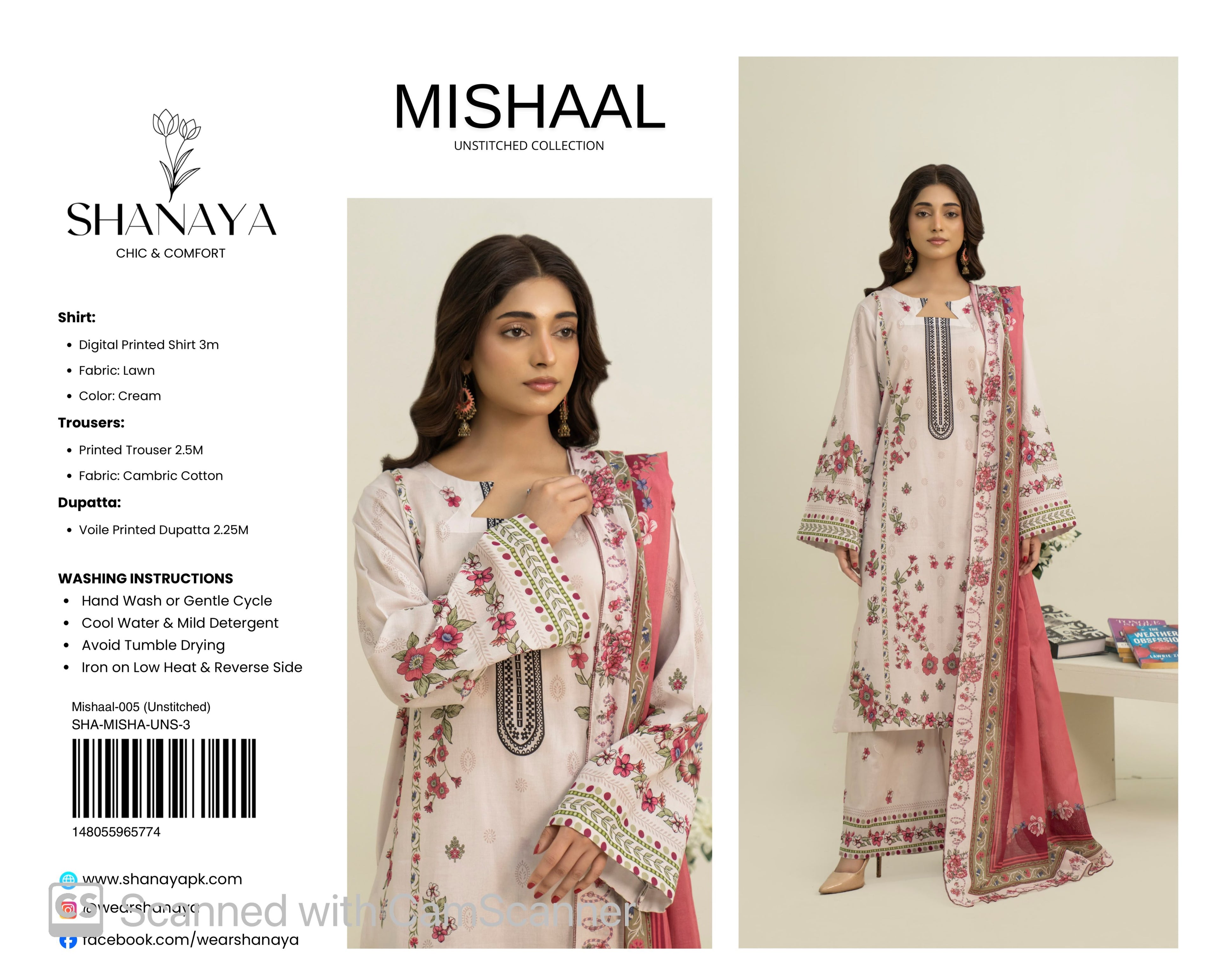 3-pc Originall Lawn Suit by Shanaya